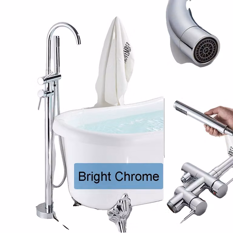 Miscelatore per vasca da bagno, doppia maniglia, superfici eleganti , Cromo AChrome A