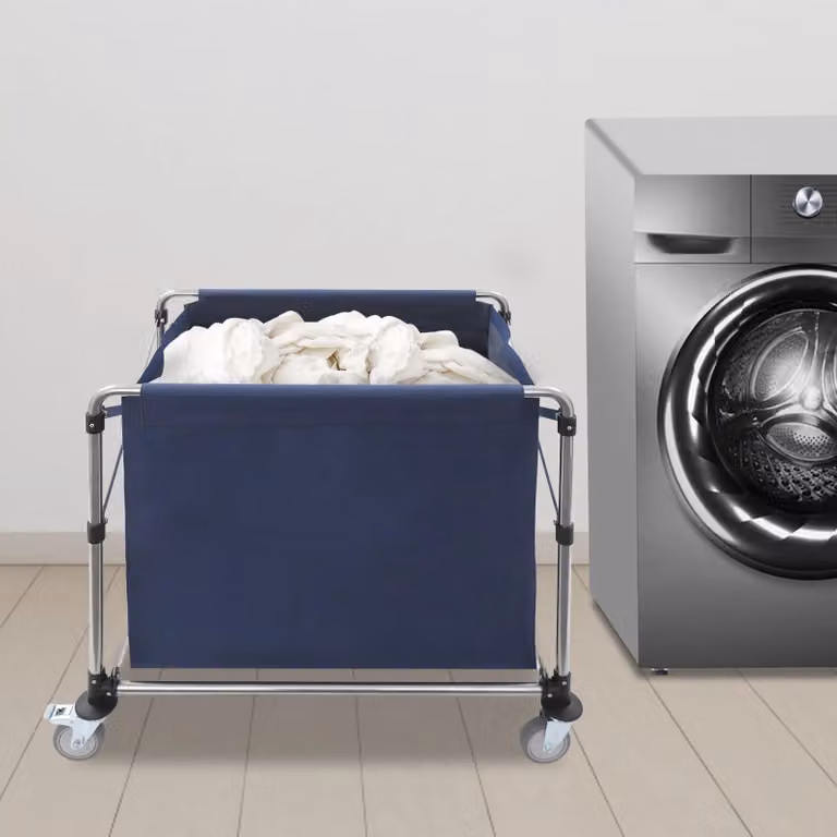 Carrello portabiancheria - Pieghevole con rotelle - 90×60×88 cm - Portata 100 kg - Tessuto Oxford - Qualità industriale - Blu scuro