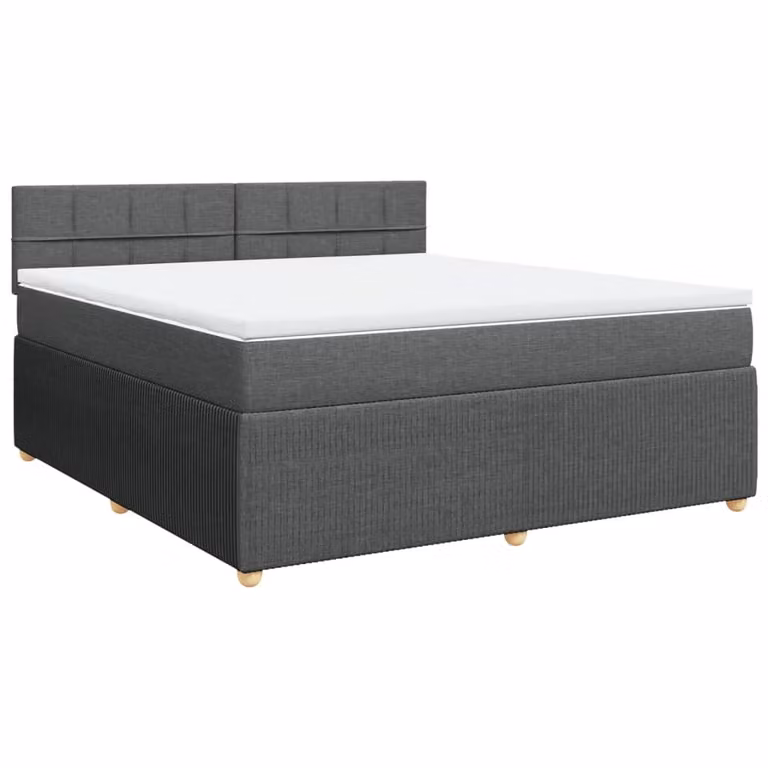 Giroletto a Molle con Materasso Grigio Scuro 180x200 cm Tessuto