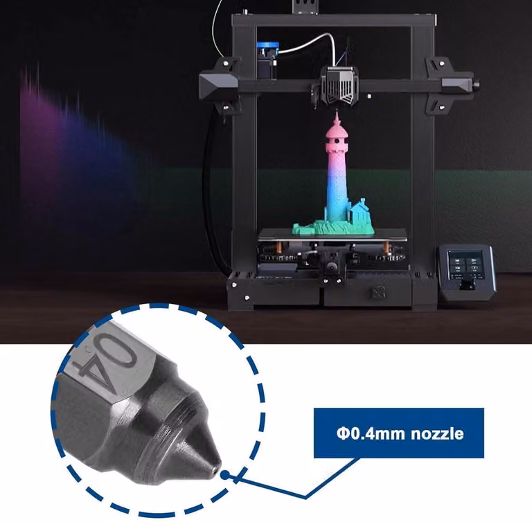 Ugello in acciaio temprato da 0,4 mm, set da 2, compatibile con CR6 SE, Ender3 V2 Pro, Ender 5 Plus Pro, CR10. Accessorio di alta qualità per stampanti 3D