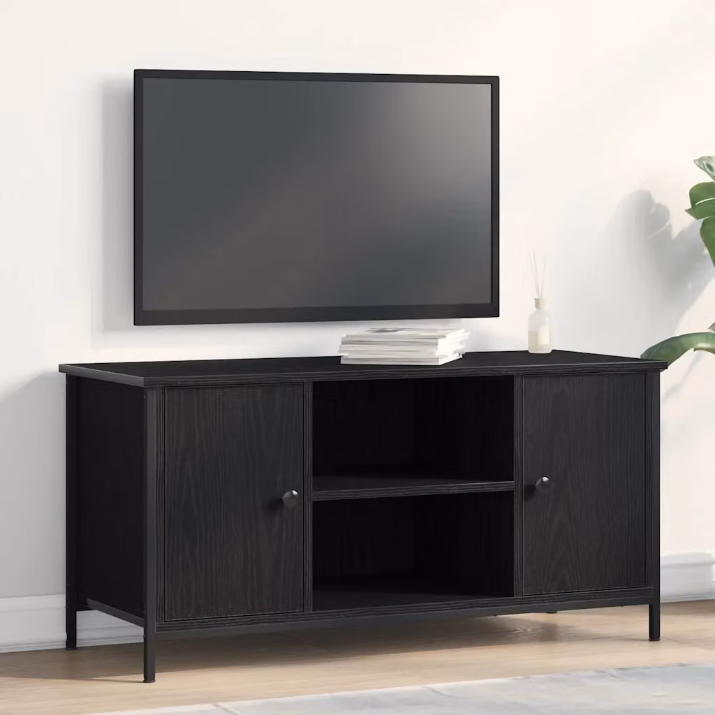 Mobile TV vidaXL moderno in legno e metallo nero L/P/H: 100 x 40 x 50 cm