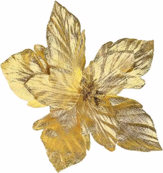 Stella di Natale dorata su bastone - Fiori di albero di Natale 30 cm