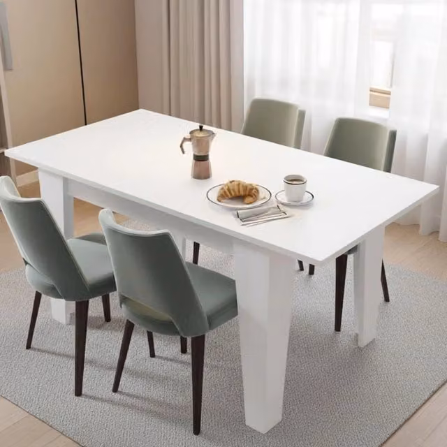Tavolo allungabile moderno DMORA Bianco L: 160 cm, P: 80 cm, H: 78 cm