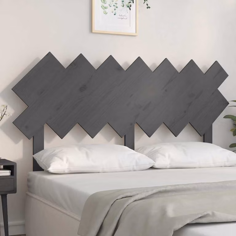 Testiera per letto vidaXL in legno massello di pino, colore grigio, L 141 cm x P 3 cm x H 80,5 cm