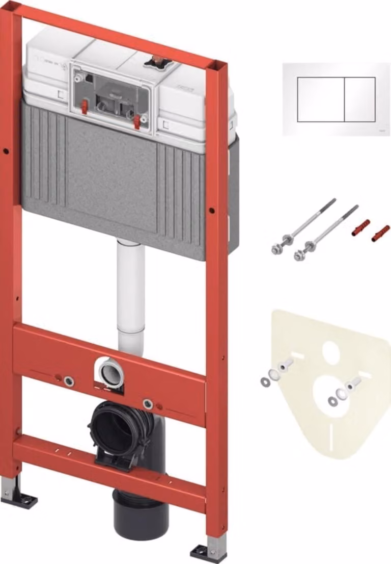 Tece TECEbase - Installazione a parete per WC sospeso, con cassetta di raccolta Base, incl. pulsante e isolamento acustico, altezza di costruzione 1,12 m 9400413