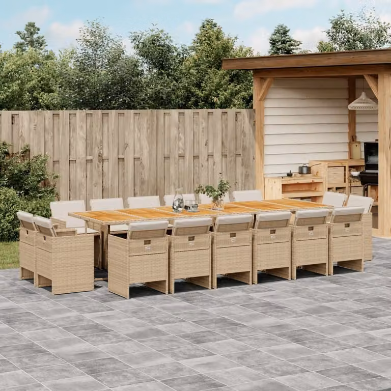 Maison Exclusive - Set da Pranzo da Giardino 17 pz con Cuscini Beige in Polyrattan