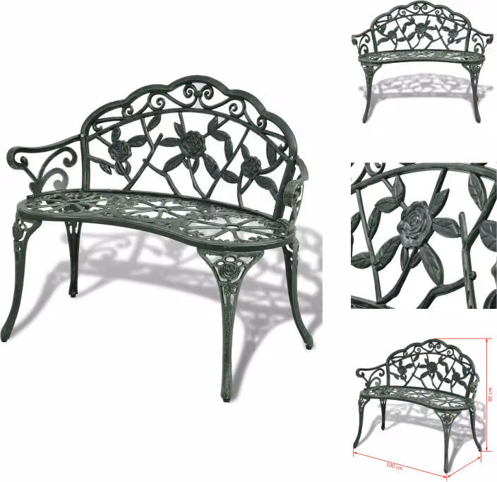 vidaXL Panchina da giardino 100 cm in fusione di alluminio verde - Panchine da giardino