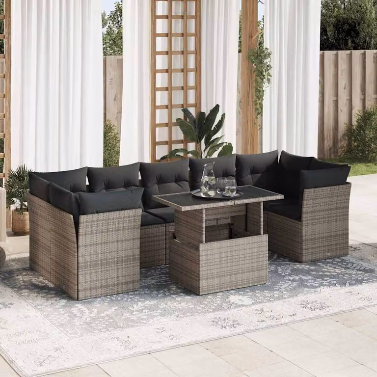 Maison Exclusive - Set Divano da Giardino 8 pz con Cuscini Grigio in Polyrattan