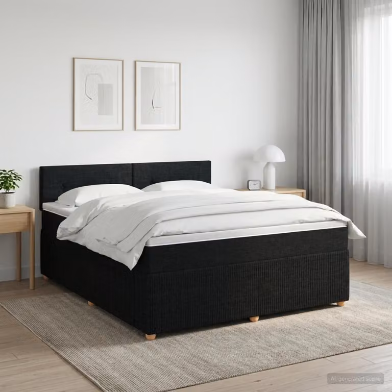 Maison Exclusive - Letto boxspring con materasso nero 180 x 200 cm Tessuto