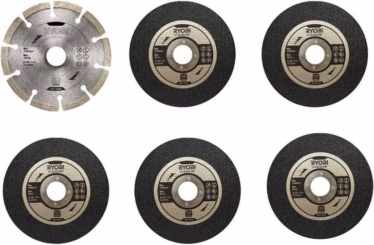 Set di dischi da taglio Ryobi RAK6AGD1, per smerigliatrice angolare da 125 mm Set da 6 pezzi