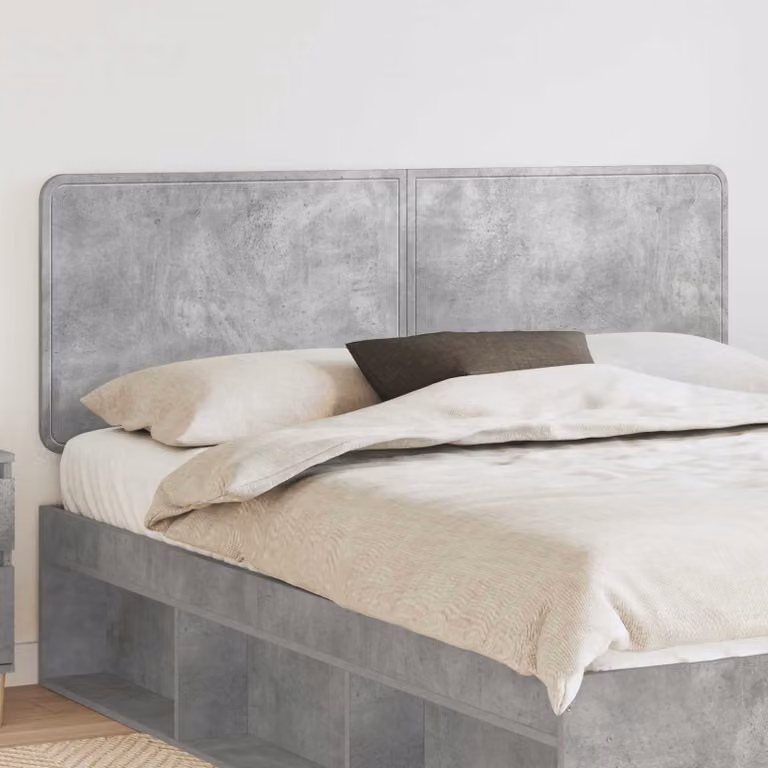 Testiera per letto moderna vidaXL in legno ingegnerizzato grigio cemento con scomparti laterali