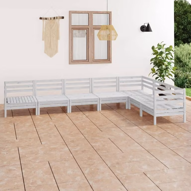 Maison Exclusive - Set Salotto da Giardino 7 pz in Legno Massello di Pino Bianco