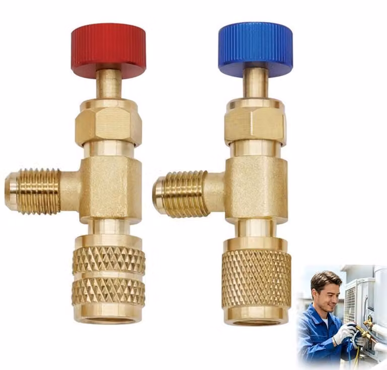 Set di valvole di sicurezza, confezione da 2, in ottone, per condizionatori d'aria R410, R32, R22