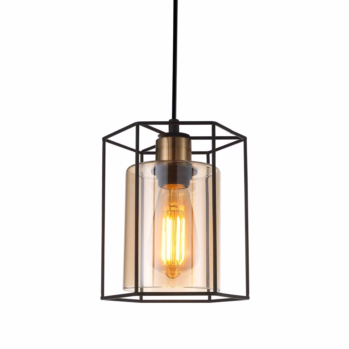 Italux Kalula lampada a sospensione industriale nera PND-78901-1-BK+AMB