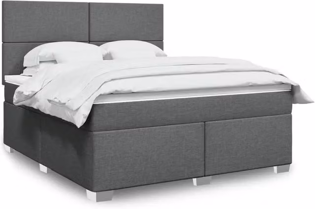 Letto con Giroletto a Molle e Materasso Ibrido vidaXL, Grigio e Bianco, L/P: 180 x 200 cm