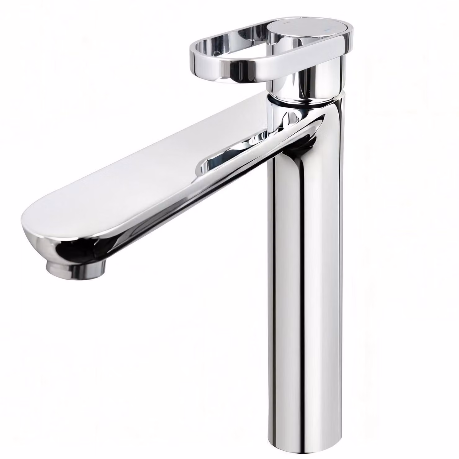 Miscelatore per lavabo alto, 225 mm, in ottone cromato, a risparmio idrico, per lavabi da appoggio