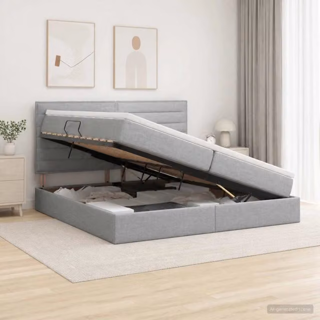 Letto con contenitore e materasso vidaXL Grigio, L/P/H: 200 x 200 x 128 cm
