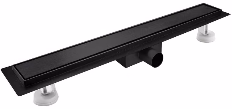 Scarico per doccia da 60 cm, nero, rivestibile con piastrelle, extrapiatto, in acciaio inossidabile