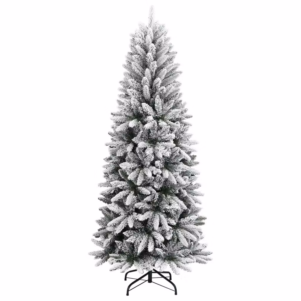 Albero di Natale artificiale con neve floccata vidaXL, colore bianco e verde, Altezza: 210 cm – 2
