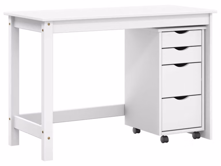 Set scrivania e mobiletto su ruote MOSS 2 pcs Bianco