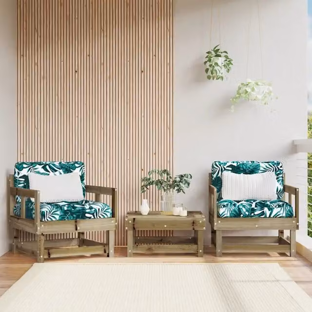 Sedie da Giardino con Cuscini 2 pz in Legno Impregnato di Pino 825449