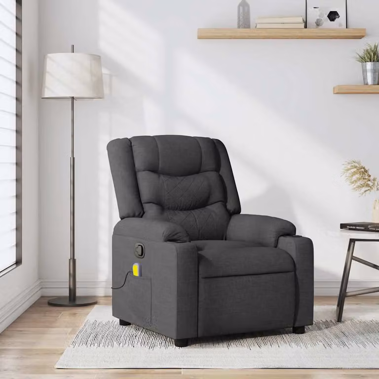vidaXL Poltrona Relax Reclinabile Moderna in Tessuto Grigio con Braccioli
