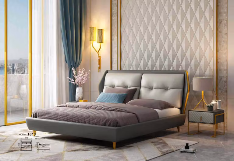 Design Leder Bett Luxus Polster Betten Modern Ehe 180x200 Möbel Schlafzimmer