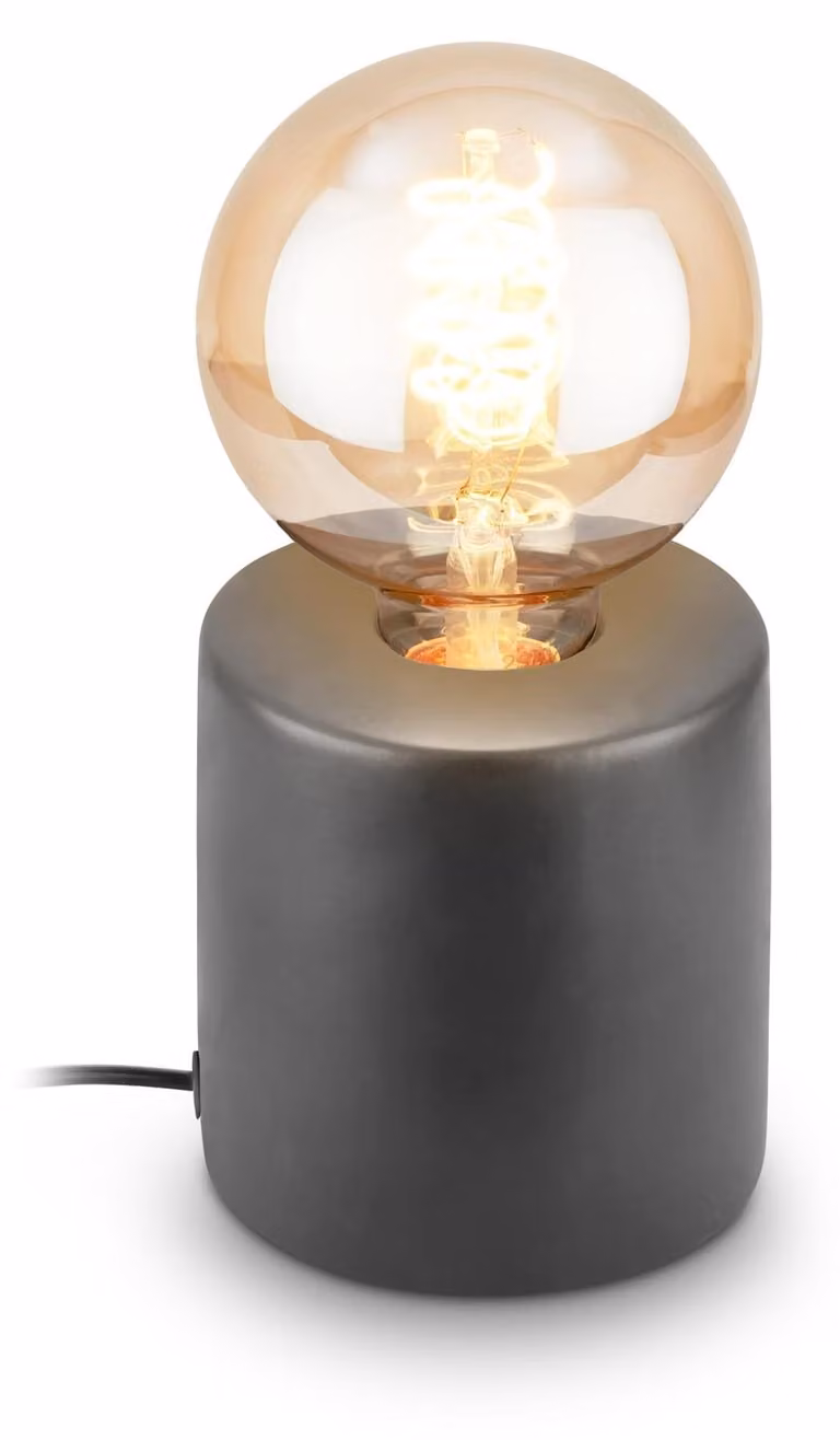 Lampada da tavolo con interruttore sul cavo, base in Vetroceramica, attacco E27, massimo 10W, colore antracite