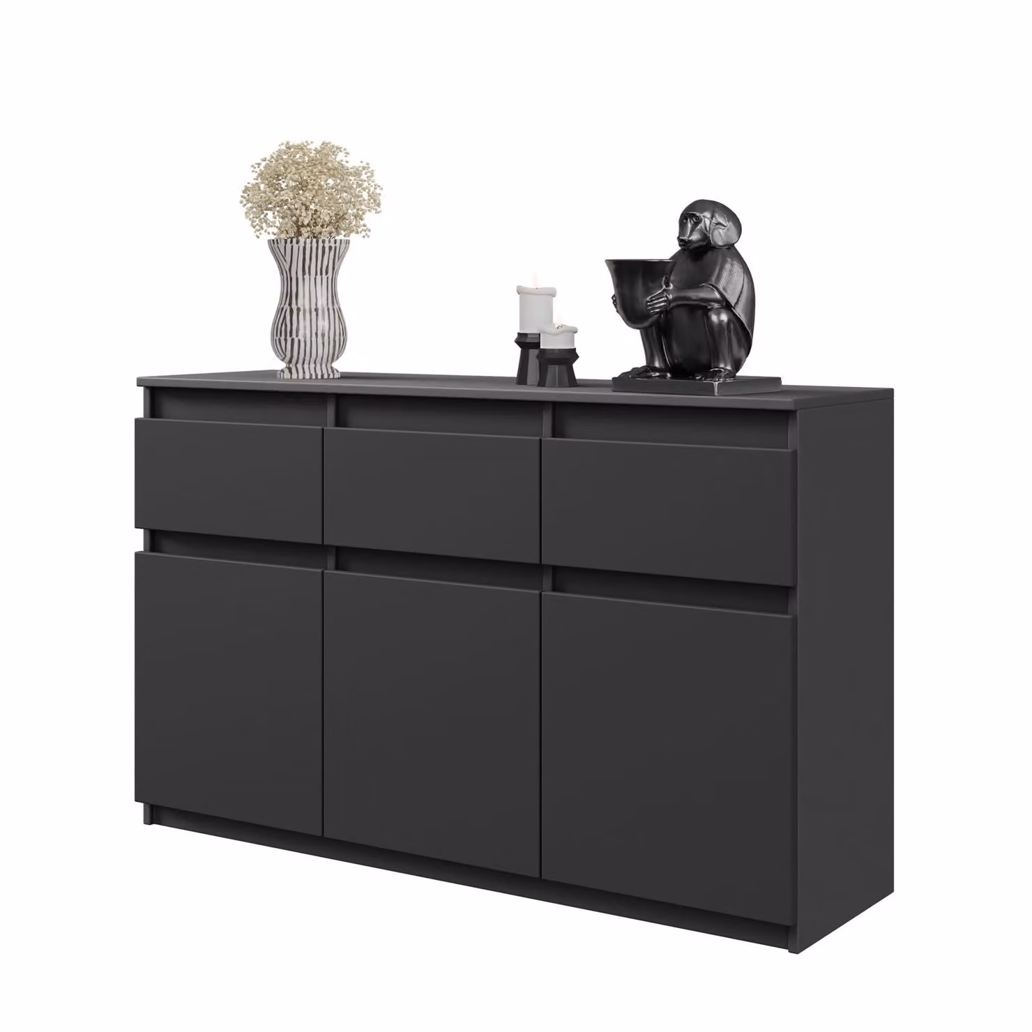 NOAH - Cassettiera / credenza con 3 cassetti e 3 ante - grigio antracite H75cm L120cm P35cm
