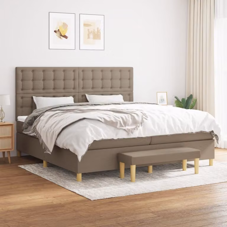 Maison Exclusive - Giroletto a Molle con Materasso Tortora 200x200 cm in Tessuto