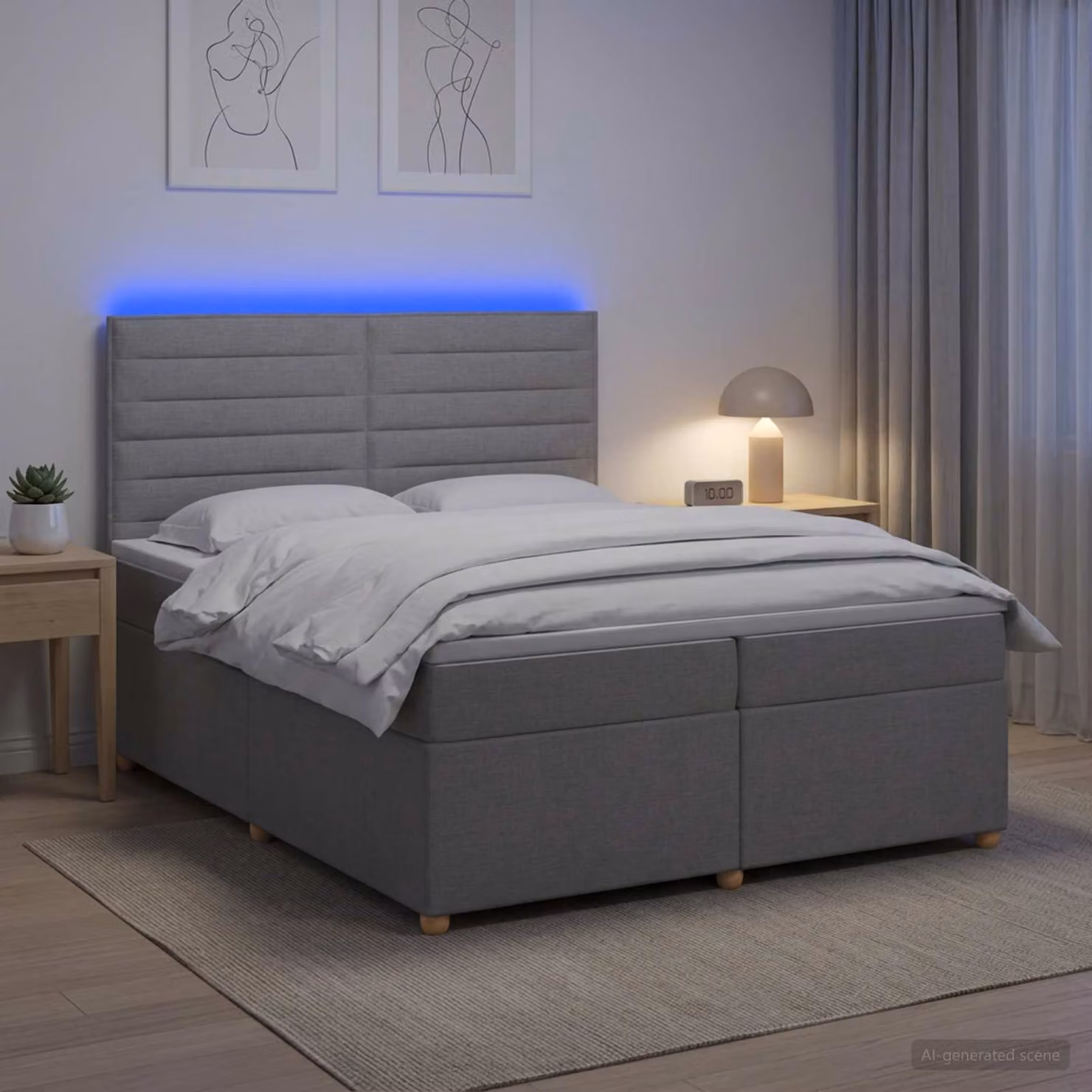 Letto box spring ibrido vidaXL con materasso a molle insacchettate e base contenitore, Grigio, 200 x 200 cm