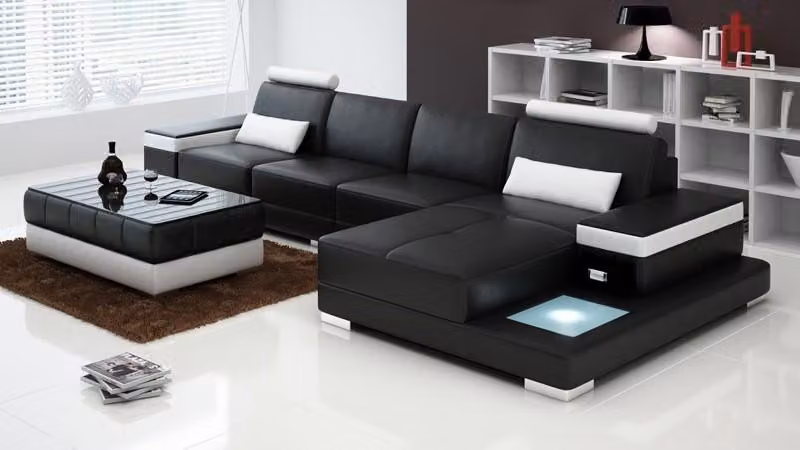 Couch Ecksofa Möbel Leder Wohnlandschaft Garnitur Design Modern Sofa L-Form