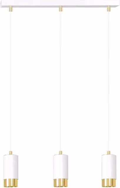 Lampadario a soffitto moderno Luceart-Classic con 3 luci a cilindro in acciaio inossidabile bianco e oro