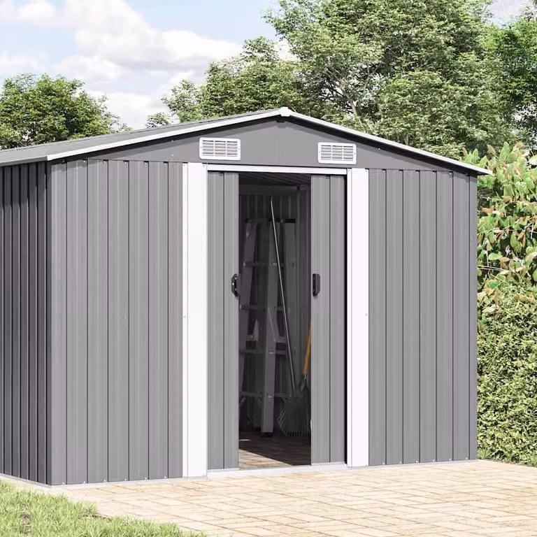 Casetta da Giardino 257x392x181 cm in Metallo Grigio