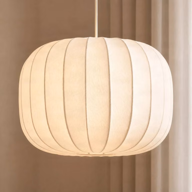 Lampada a sospensione Bridget Lucande, dimmerabile, Bianco / Opale, Soggiorno / Sala da pranzo, Tessuto / Stoffa / Seta, Scandinavo, Lampada a sospensione