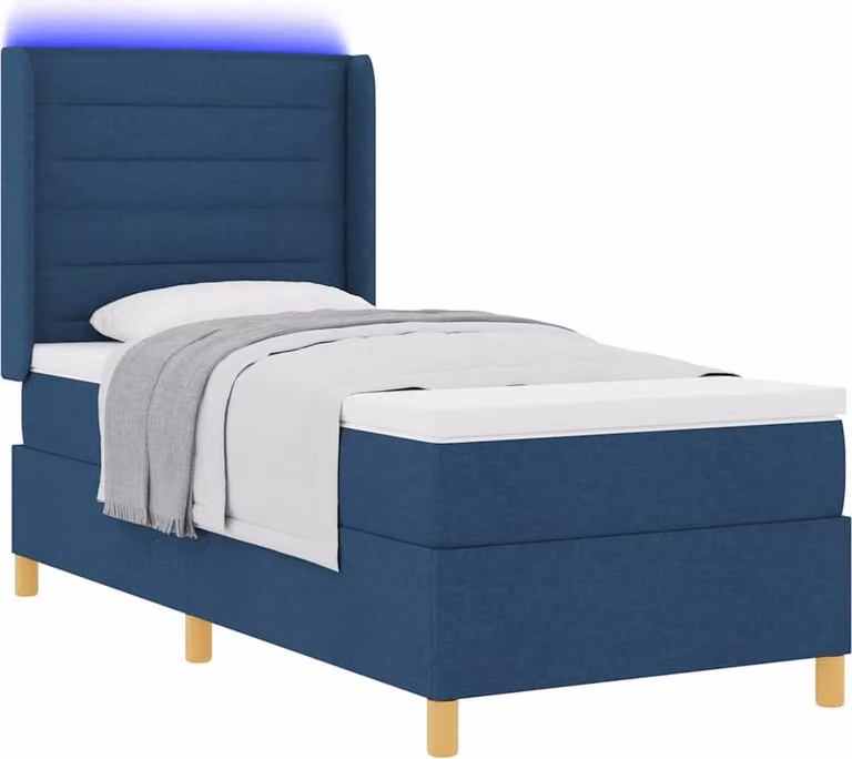 Letto a molle con strisce LED Blu 80 x 200 cm Tessuto