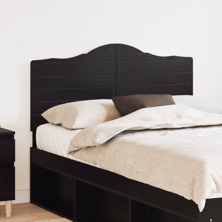 Testiera per letto moderna vidaXL in legno ingegnerizzato nero con scomparti laterali L: 138 cm, H: 28 cm, P: 3 cm