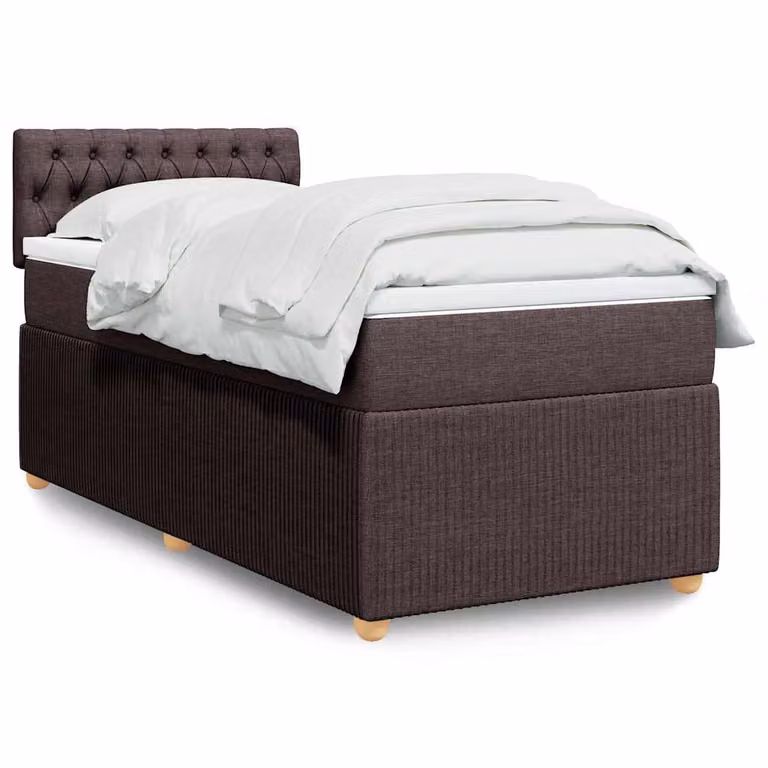 vidaXL Letto Ibrido con Giroletto a Molle e Materasso con Tasche Individuali, Marrone e Bianco, L/P/H: 90 x 190 x 100,5 cm