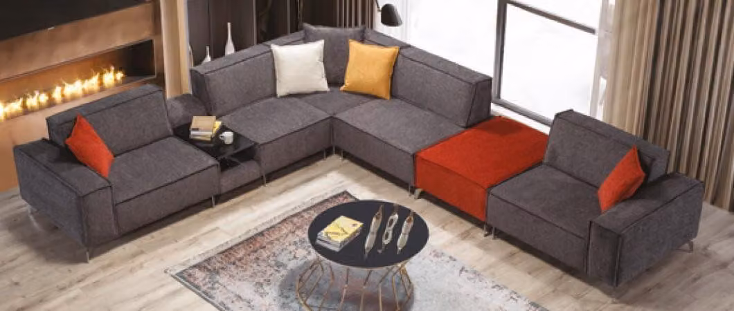 Ecksofa Couch Wohnlandschaft Graue Textil Couchen Sofa Polster Eckgarnitur