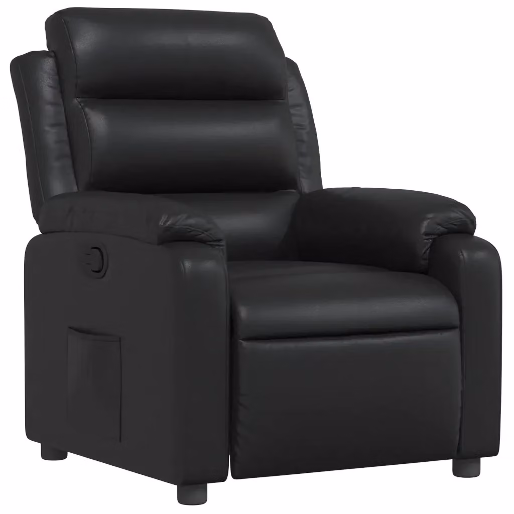 Poltrona Relax Reclinabile vidaXL in Similpelle Nera con Braccioli e Imbottitura in Schiuma – 2