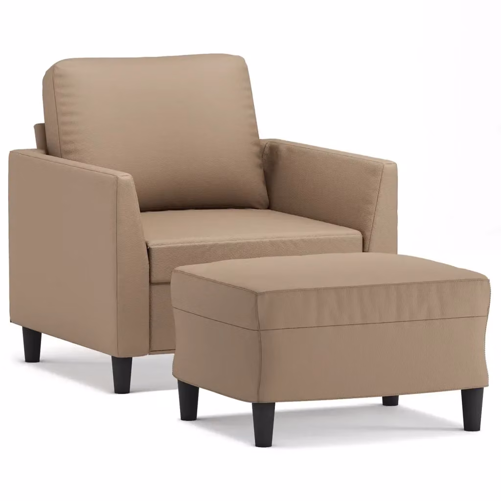 vidaXL Poltrona Relax con Poggiapiedi in Similpelle Beige e Marrone – 2