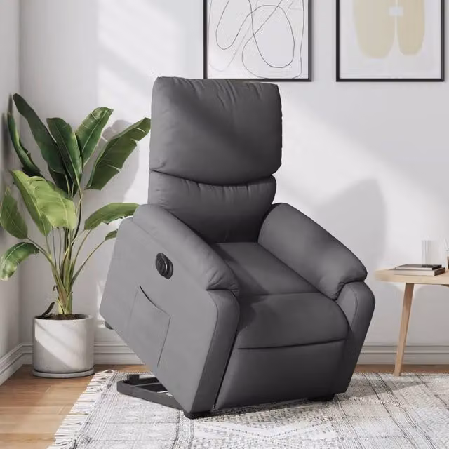 Poltrona Alzapersona Elettrica Reclinabile vidaXL Grigia con Braccioli e Funzione Auto-Return – 1
