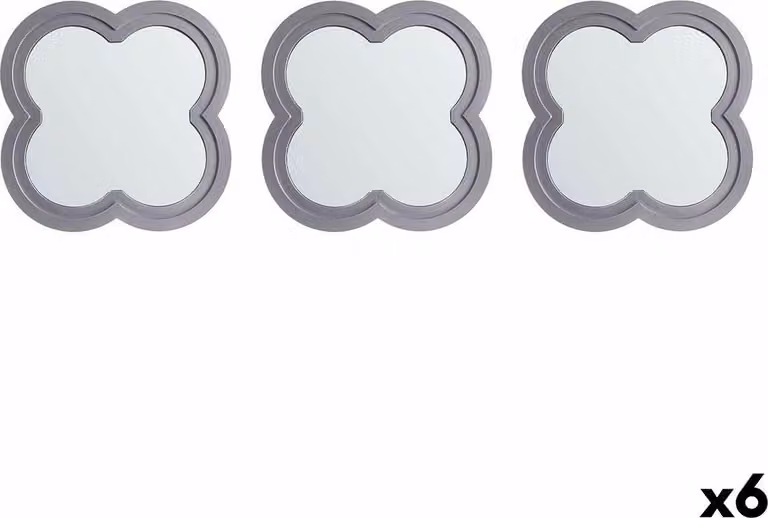 Set di specchi da regalo Fiore Argento Polipropilene 78 x 26 x 2,5 cm (6 pezzi)