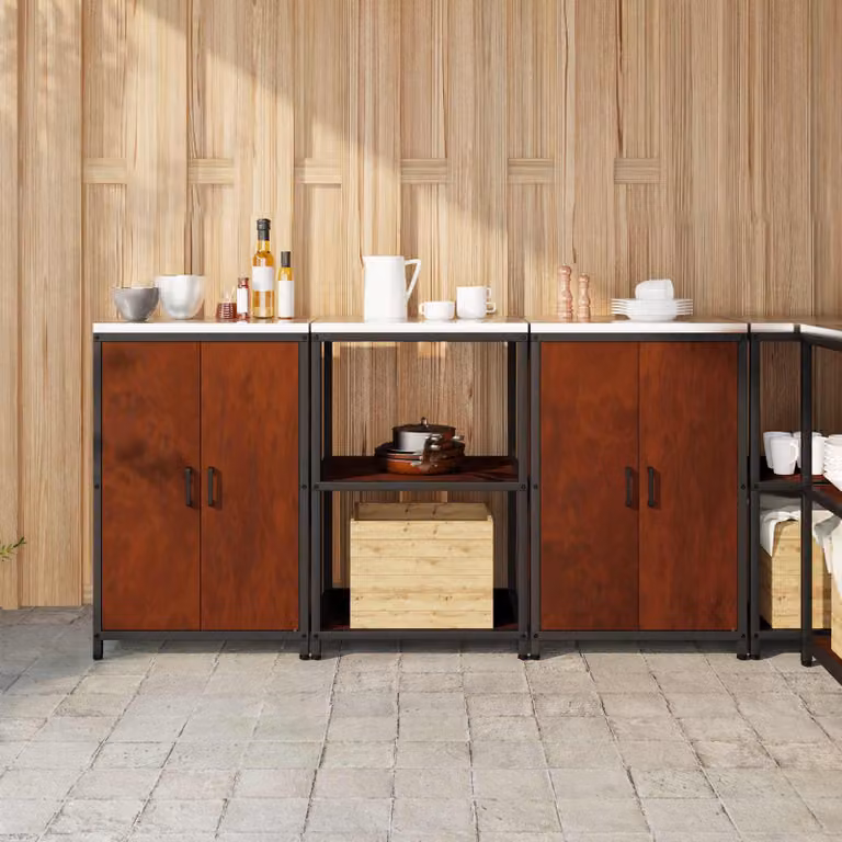 vidaXL Mobile Unità a Parete per Cucina in Stile Industrial in Metallo Marrone Opaco L/P/H: 92 x 50 x 60 cm