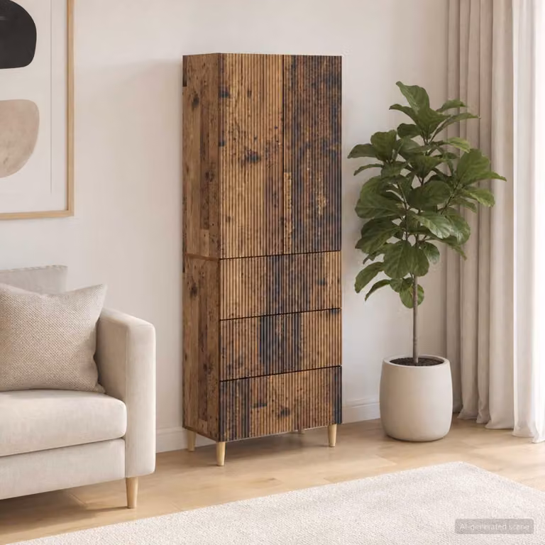 Set di 2 armadi da parete vidaXL in legno e MDF marrone con cassetti interni e ante a battente, design moderno, L/P/H: 90,0 x 34,5 x 66,0 cm