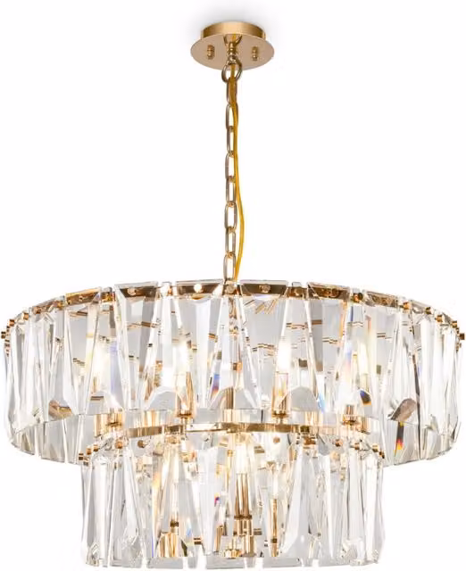 Maytoni Lampadario Sospeso Contemporaneo Puntes in Metallo e Cristallo Oro con 12 Luci E14