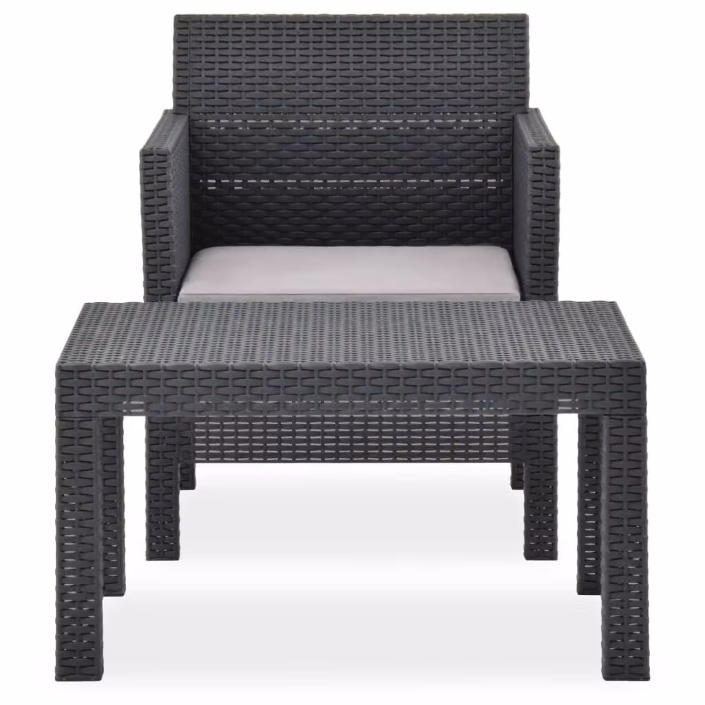 Set Divano da Giardino 2 pz con Cuscino in Rattan PP Antracite
