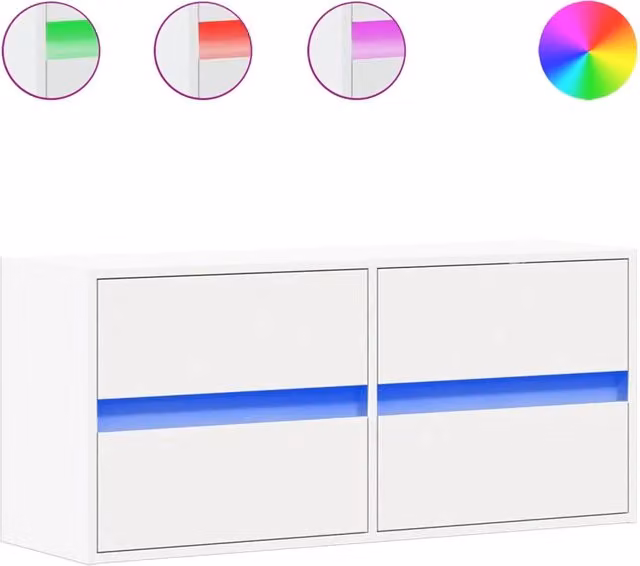Mobile TV a Parete Moderno Bianco con Luci LED Integrate L/P/H: 100 x 31 x 45 cm