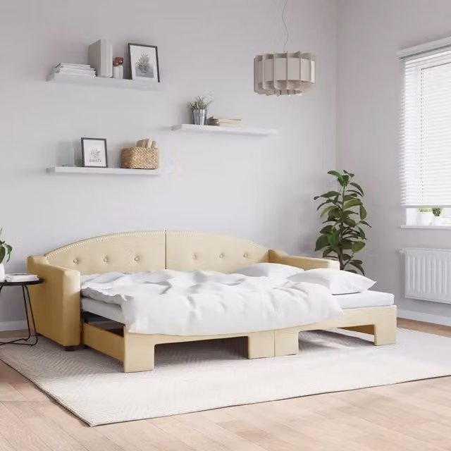 Divano Letto con Letto Estraibile vidaXL Beige Moderno per Soggiorno e Camera da Letto – 1
