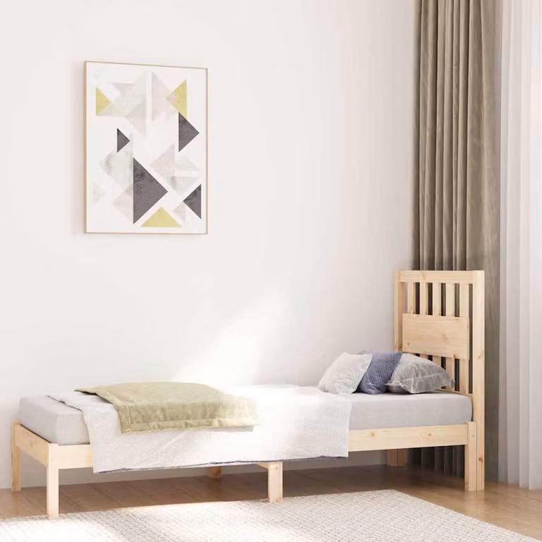 vidaXL Giroletto Singolo in Legno Massello di Pino Grigio e Marrone L: 75 cm, P: 190 cm